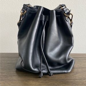 Madewell Lafayette Black Leather Bucket Bag